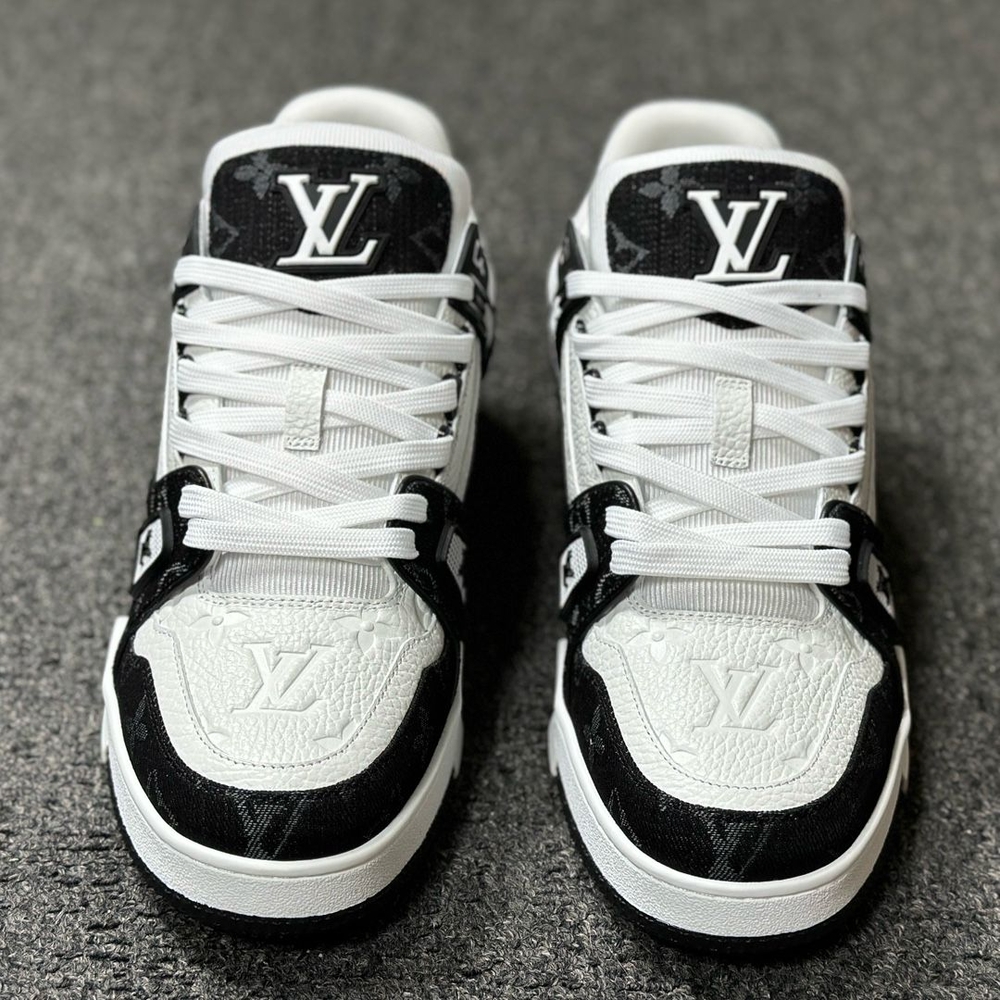 Louis Vuitton Men's Black and White Sneakers - Picture 2 of 6